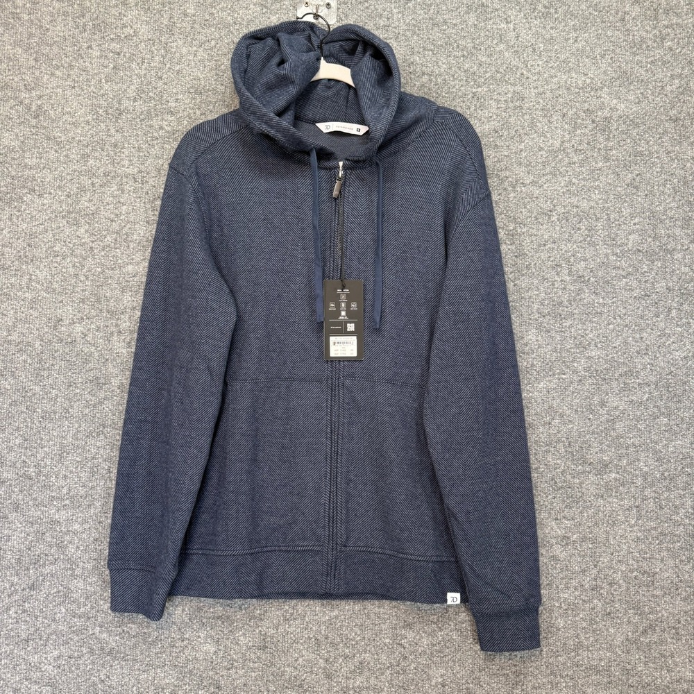 7 Diamonds Hoodie Mens Small Blue Herringbone Generation Full Zip Sweatshirt NEW